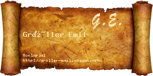 Gröller Emil névjegykártya